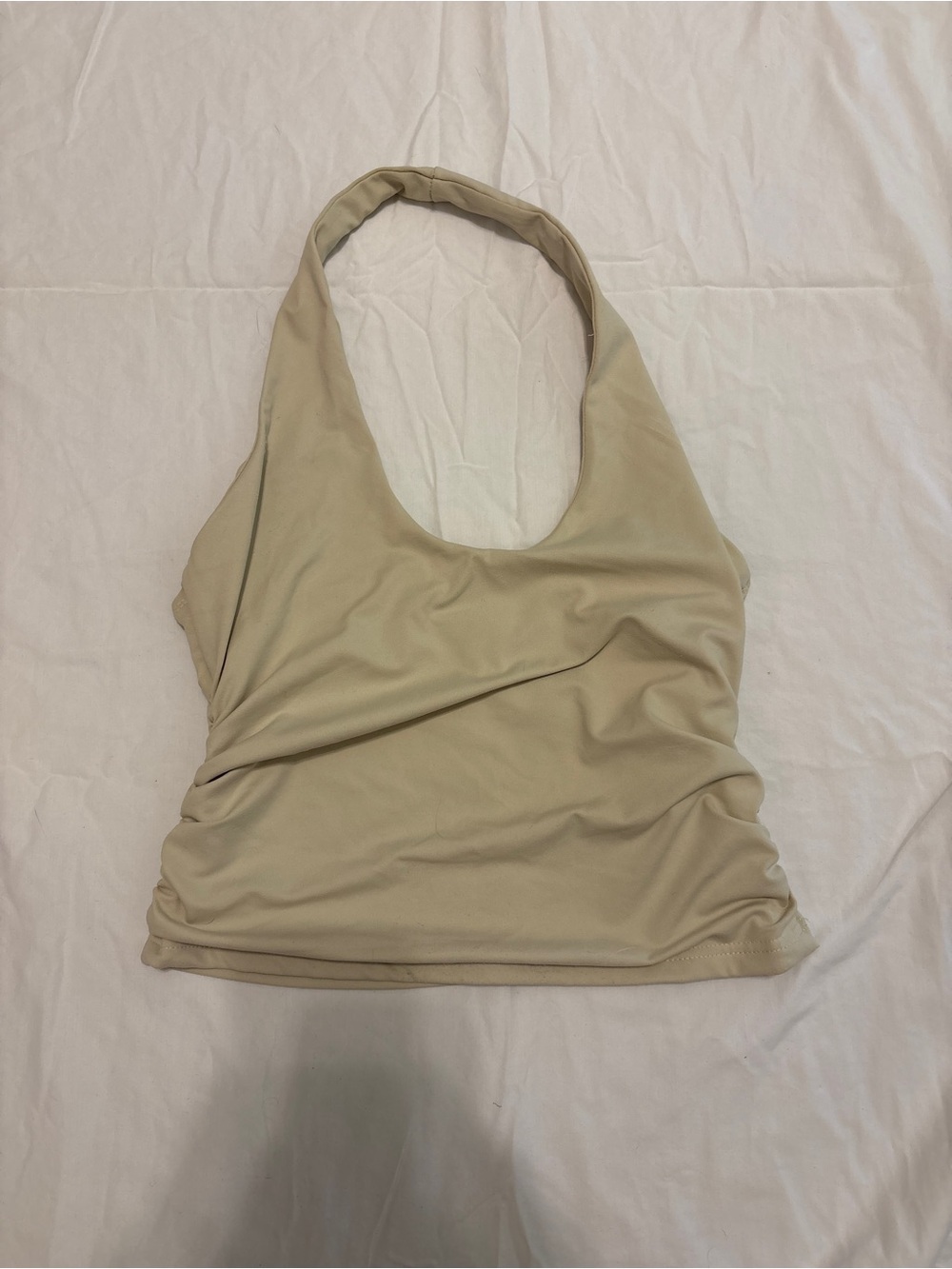 Halter Neck Tank Top in Beige - Women's Casual Halter